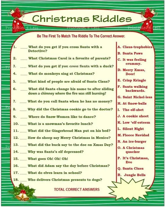 Christmas Riddles For Kids