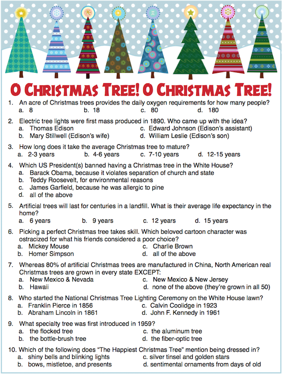 Free Printable Christmas Trivia Game Question And Answers Merry